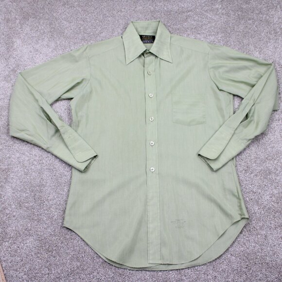 Vintage Sears Best Dress Shirt Mens 15 1/2, 33 Green Perma-Prest Poly/Cotton L/S - Picture 2 of 15